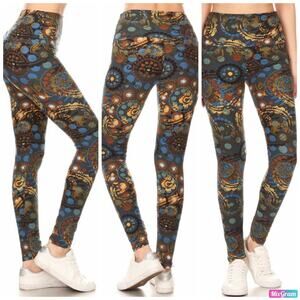 Paisley Multicolor Yoga Style Leggings One Size NEW